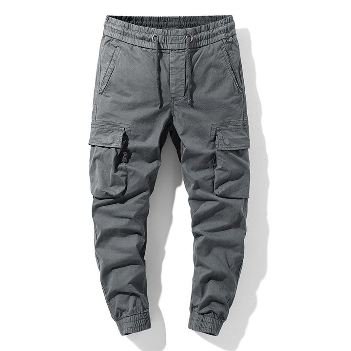 Herren Stretch-Canvas Cargo-Jogger mit elastischem Bund, Multifach-Taschen und Kordelzug Drune