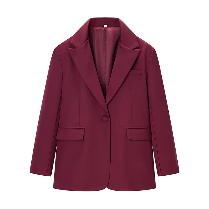 Damen Legerer Ein-Knopf-Blazer mit Reverskragen, Pattentaschen und Satinfutter Drune