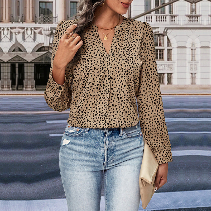 Damen Bluse mit modernen Punkte-Design und eleganten Rüschen Drune