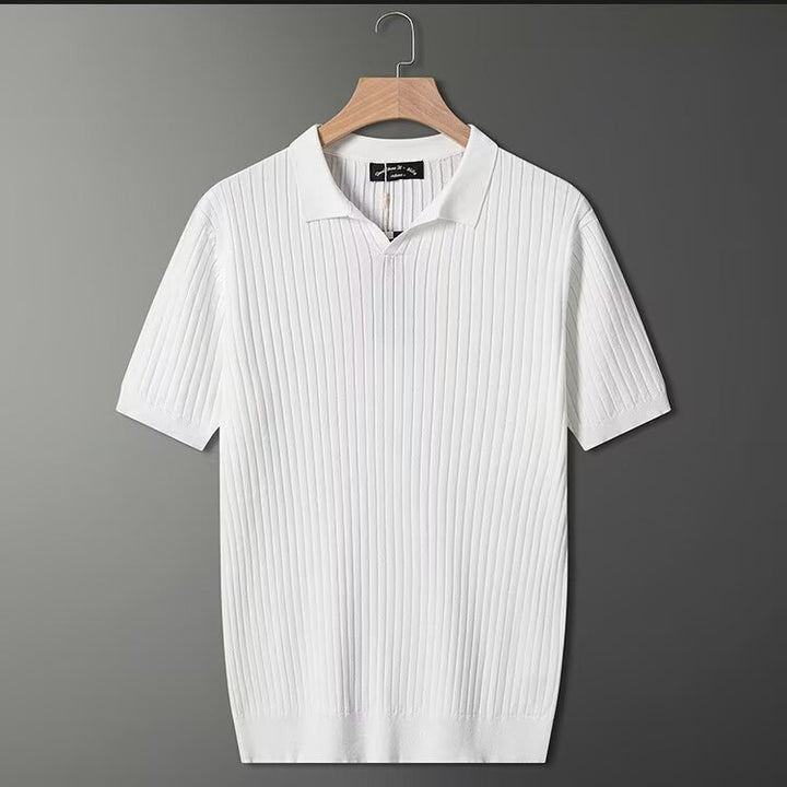 Herren Modisches Kurzarm-Strick Polohemd Drune