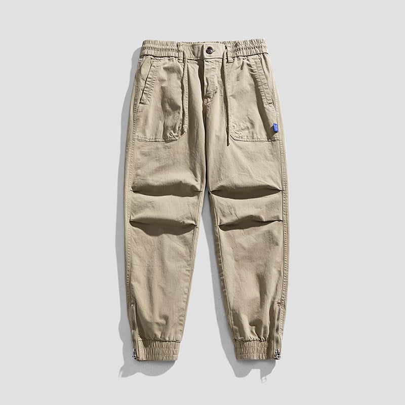 Herren Relaxed-Fit Canvas-Cargo-Jogger mit elastischem Tunnelzugbund, aufgesetzten Fronttaschen und Reißverschluss-Bündchen Drune
