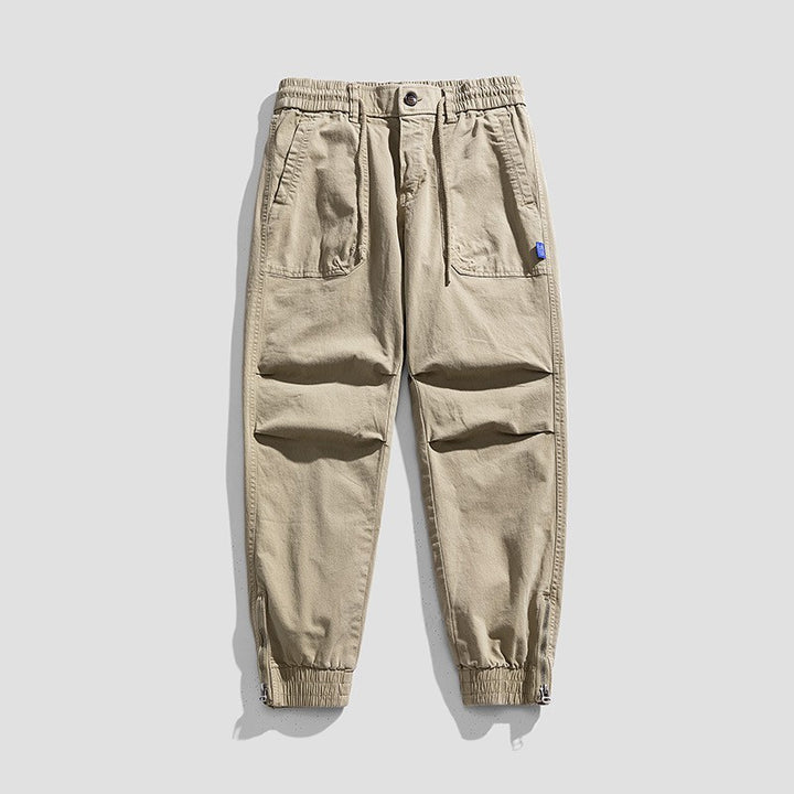 Herren Relaxed-Fit Canvas-Cargo-Jogger mit elastischem Tunnelzugbund, aufgesetzten Fronttaschen und Reißverschluss-Bündchen Drune