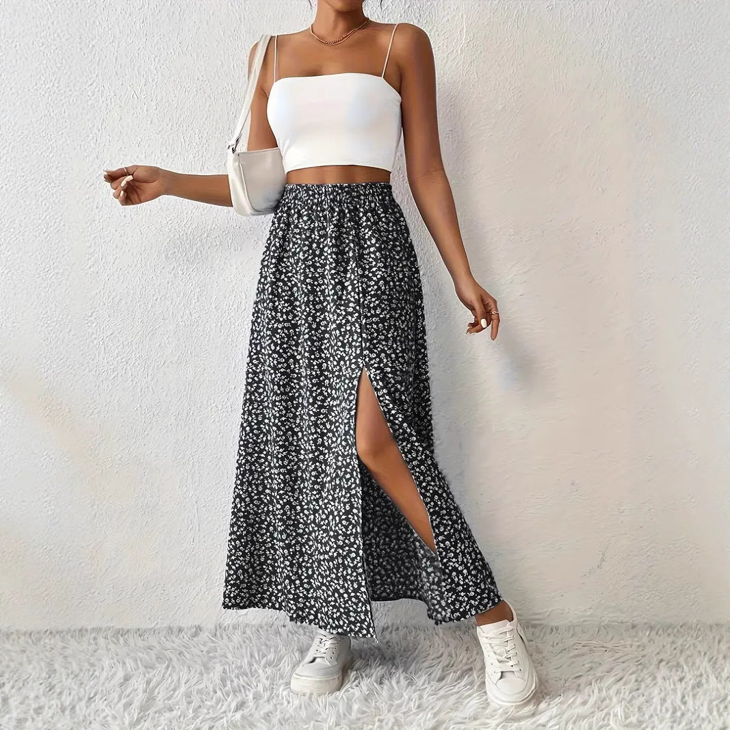 Damen Maxirock mit elegantem Schlitz und floralem Muster Drune