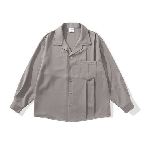 Unisex Oversize Hemdjacke mit offenem Reverskragen und Brusttasche Drune