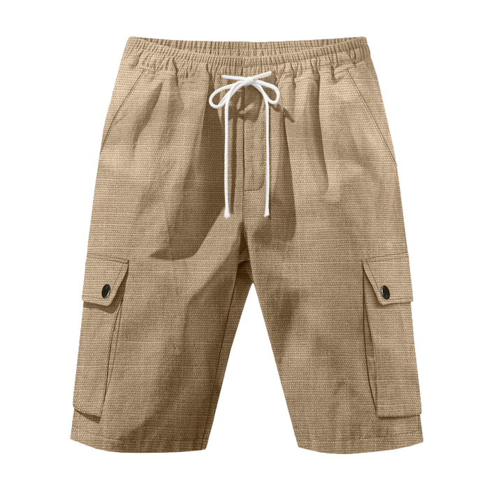 Herren nan utilitarische Cargo-Shorts mit Elastikbund, Tunnelzug und aufgesetzten Klappentaschen Drune