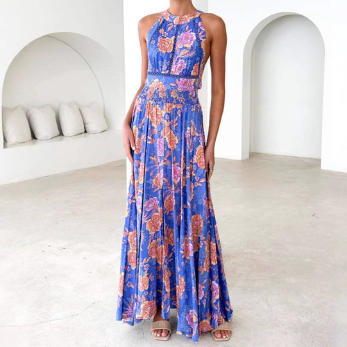Damen Elegantes Maxikleid mit floralen Akzenten und Racerback Drune
