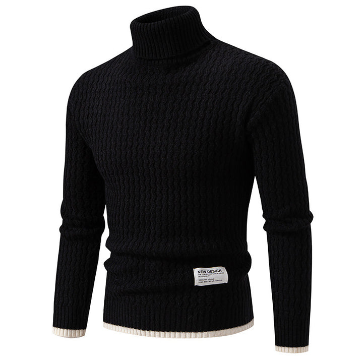 Herren Strickpullover mit hohem Kragen und strukturiertem Zopfmuster Drune
