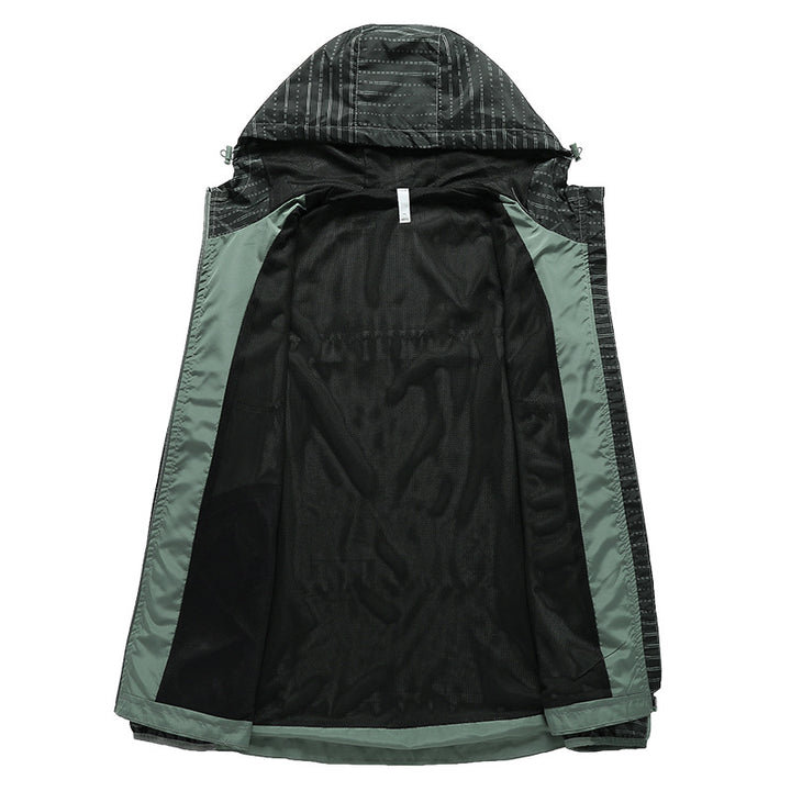Herren Leichte Reflektierende Kapuzen-Windjacke mit Mesh-Futter und Reißverschlusstaschen Drune