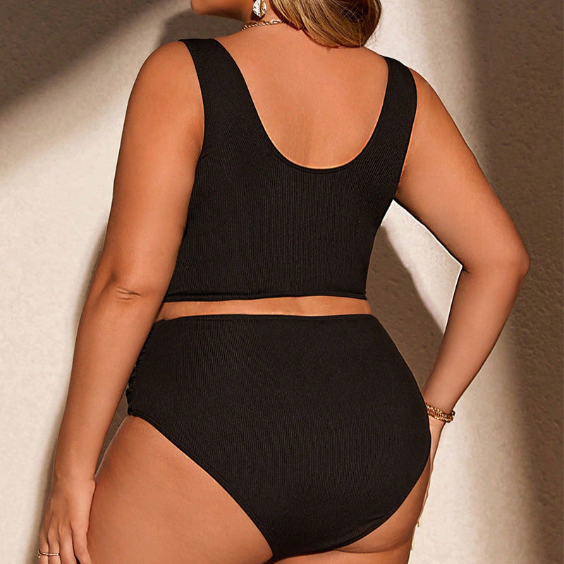 Damen Zweiteiliger Badeanzug mit elegantem Wickeloberteil und hochgeschnittenem Slip Drune