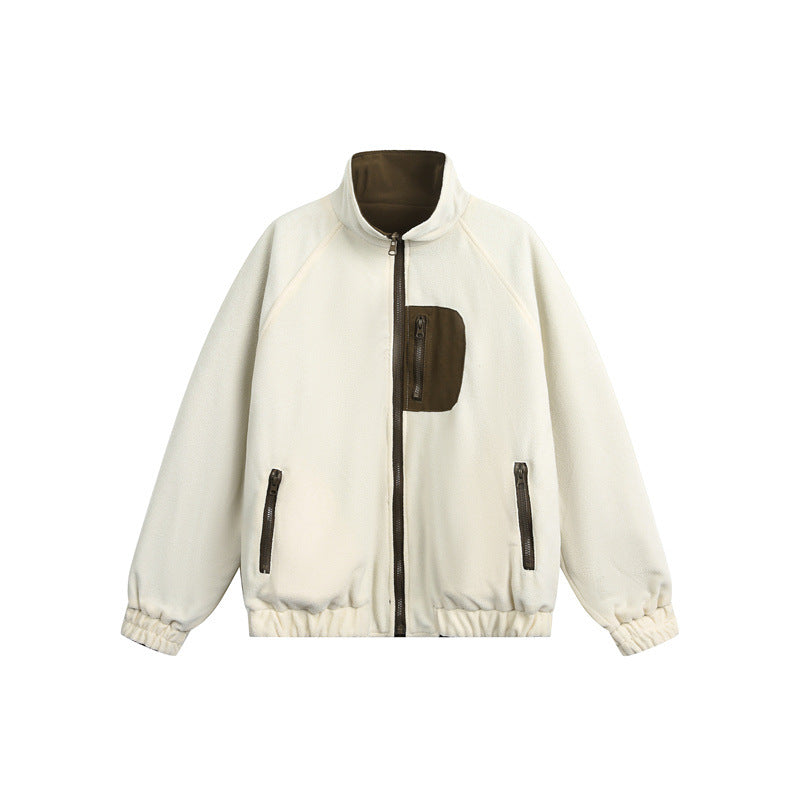 Unisex Leichte Fleece-Outdoorjacke mit Reißverschluss-Brusttasche und elastischem Saum Drune