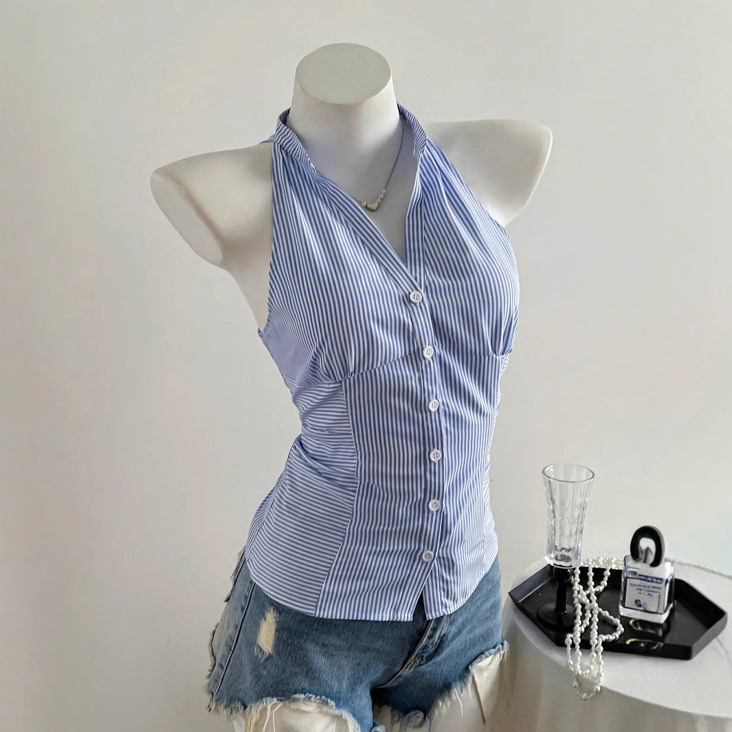 Damen Haltertop mit elegantem Streifenmuster Drune