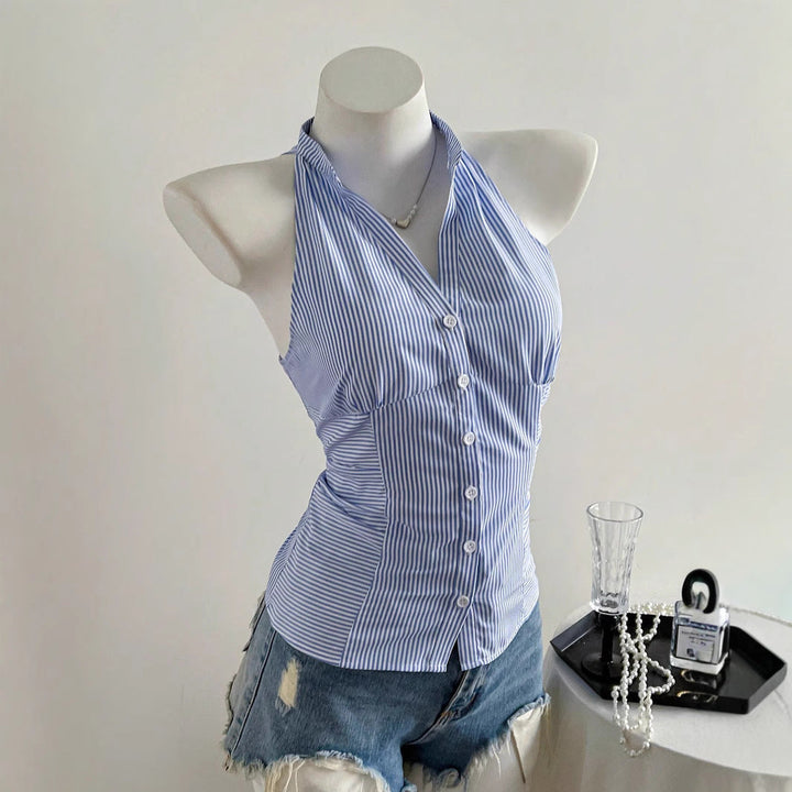 Damen Haltertop mit elegantem Streifenmuster Drune