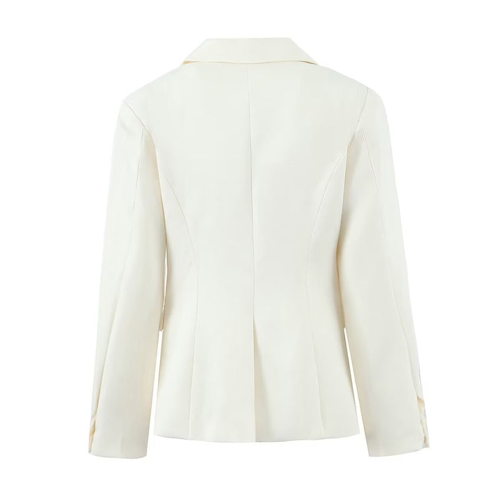 Damen nan taillierter Einreihiger Blazer mit Wiener Nähten, Pattentaschen und dekorativen Knöpfen Drune