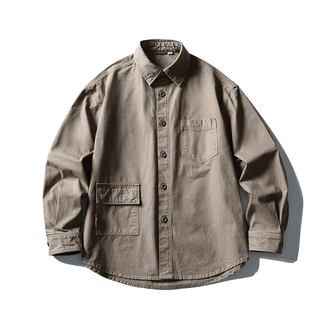 Herren Utility-Overshirt aus robustem Baumwoll-Canvas mit Brust- und Klappentasche Drune
