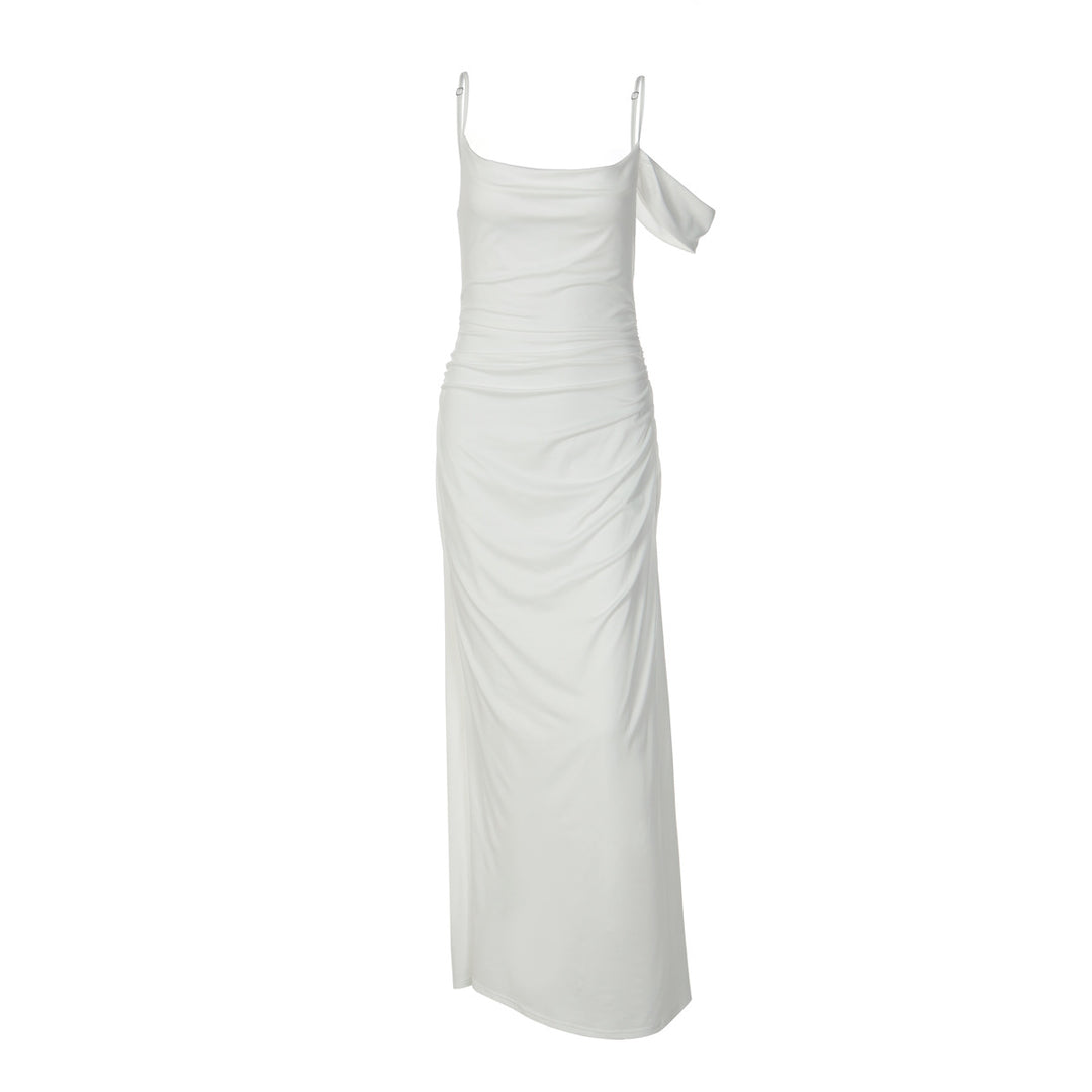 Damen Elegantes bodenlanges Kleid mit einzigartiger Drapierung Drune