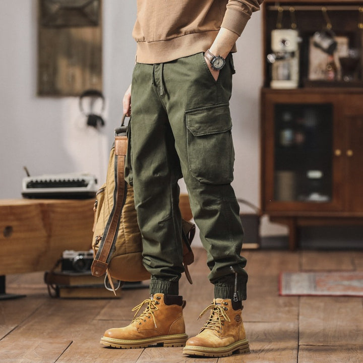 Herren Cargo-Jogginghose mit Kneebel-Taschen, Tunnelzugbund und gerafften Bündchen Drune