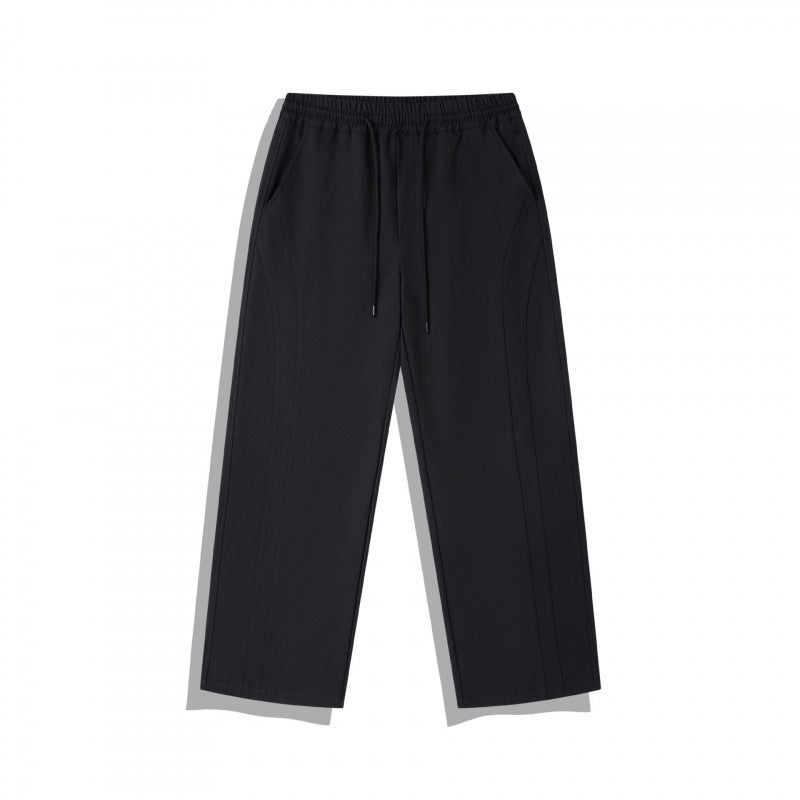 Unisex Weite Relaxed-Hose mit elastischem Bund, Tunnelzug und dekorativer Nahtführung Drune