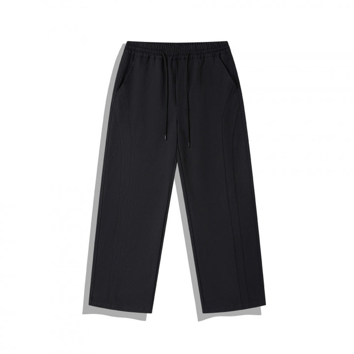 Unisex Weite Relaxed-Hose mit elastischem Bund, Tunnelzug und dekorativer Nahtführung Drune