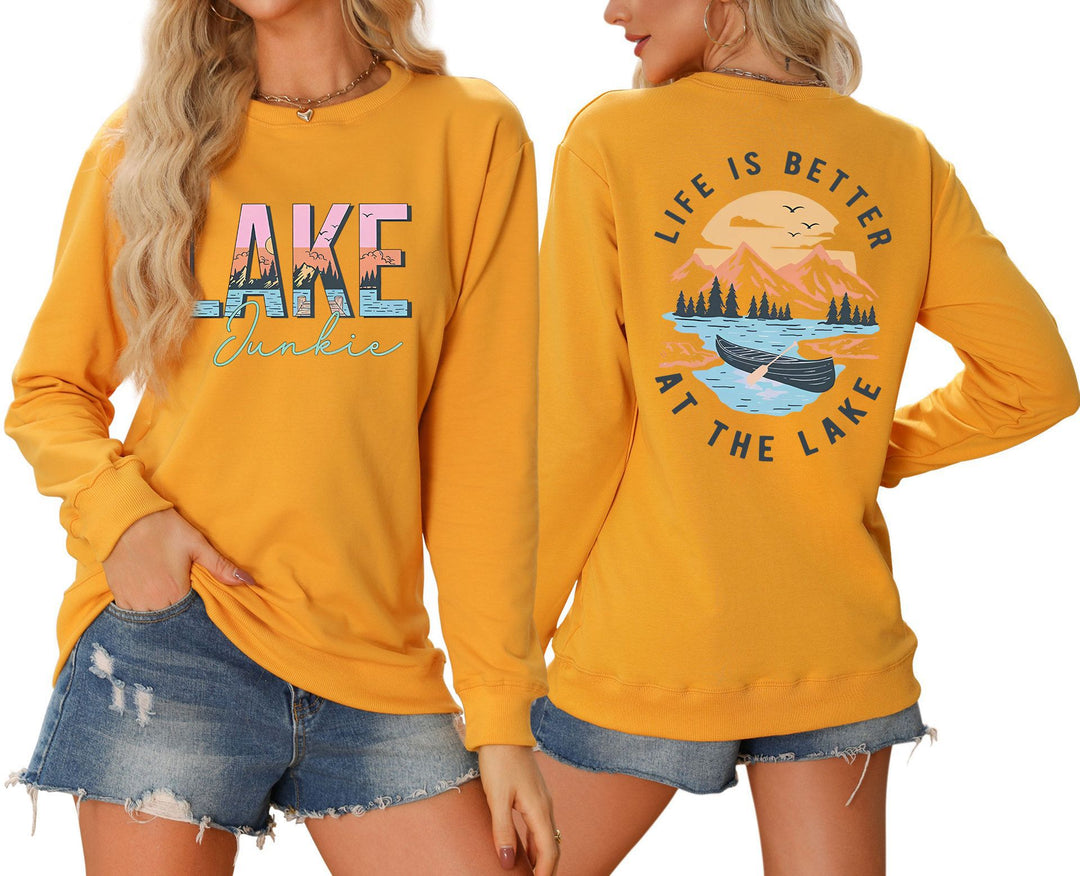 Damen Langarmshirt mit kreativem Lake-Motiv und lässiger Passform Drune