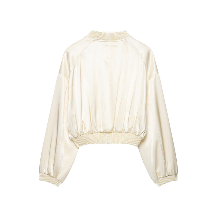 Damen Kurz geschnittene Cropped‑Bomberjacke mit geripptem Saum und überschnittener Schulter Drune