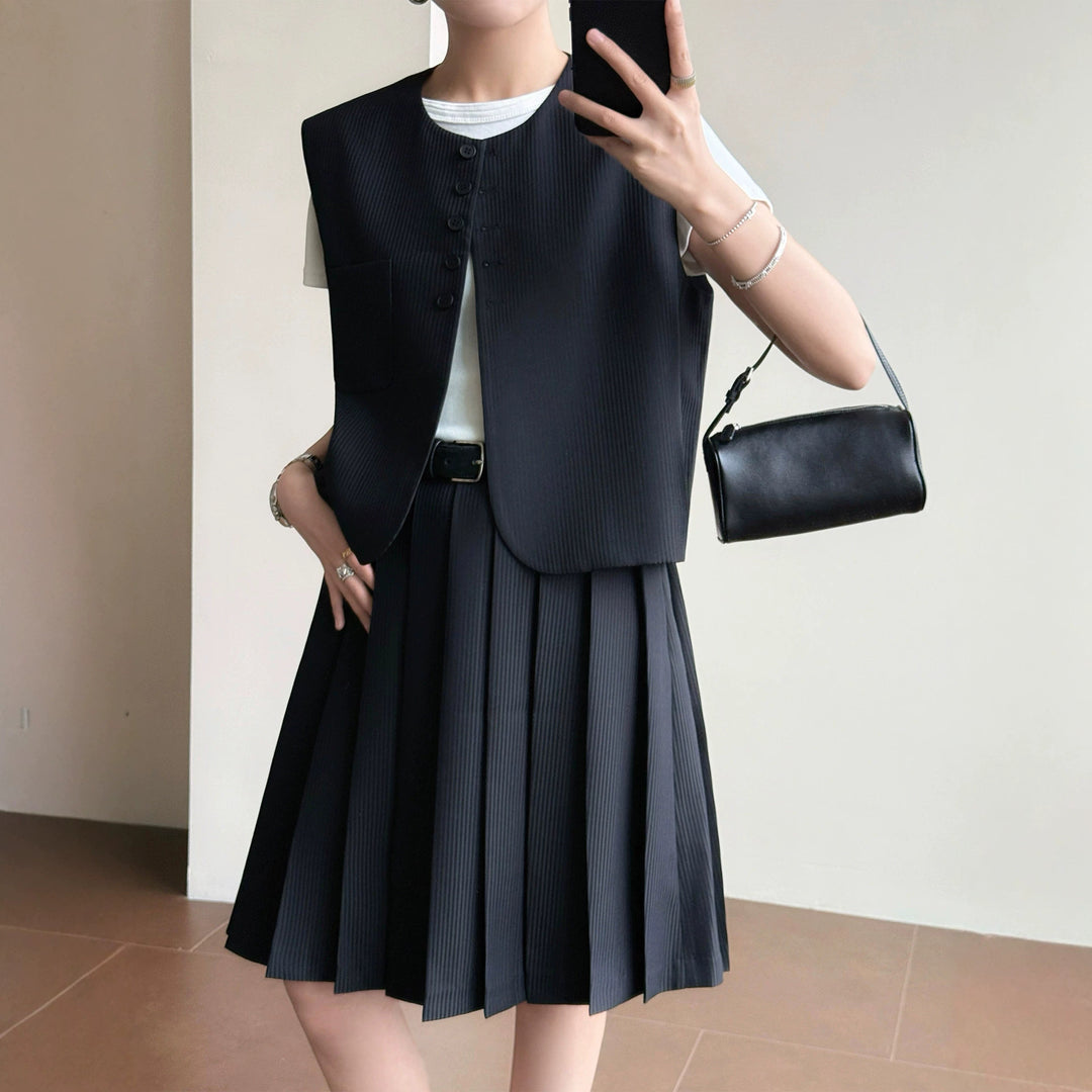 Damen Elegante Blazer-Weste mit gestreiftem Design Drune