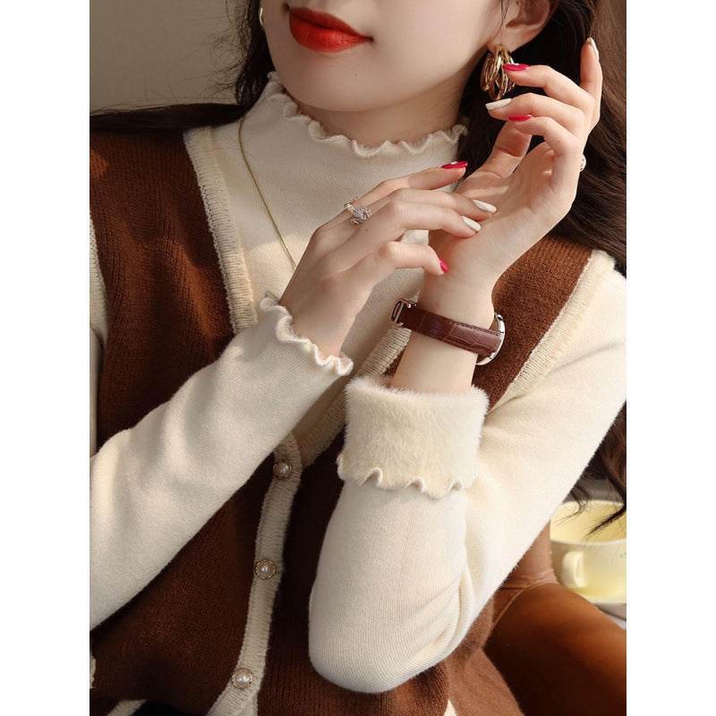 Damen Langarmshirt mit elegantem Rüschensaum Drune