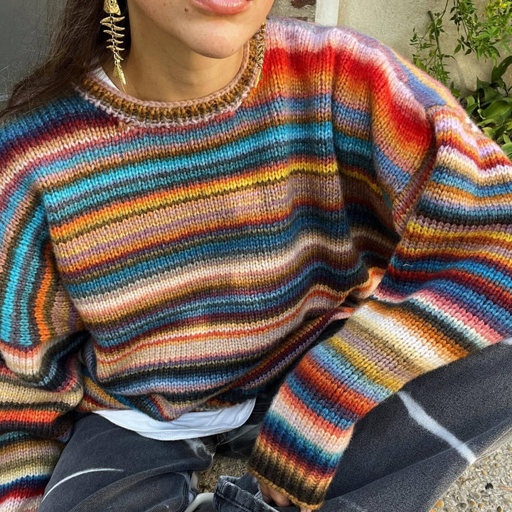 Damen gestrickter Farbverlauf Pullover Drune