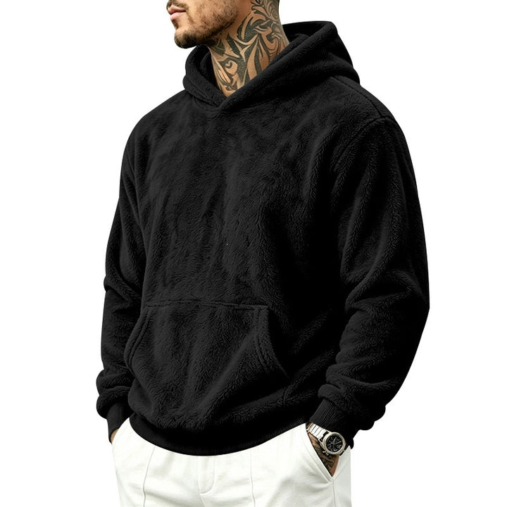 Herren Kuscheliger Fleece-Hoodie mit Kängurutasche und geripptem Saum Drune