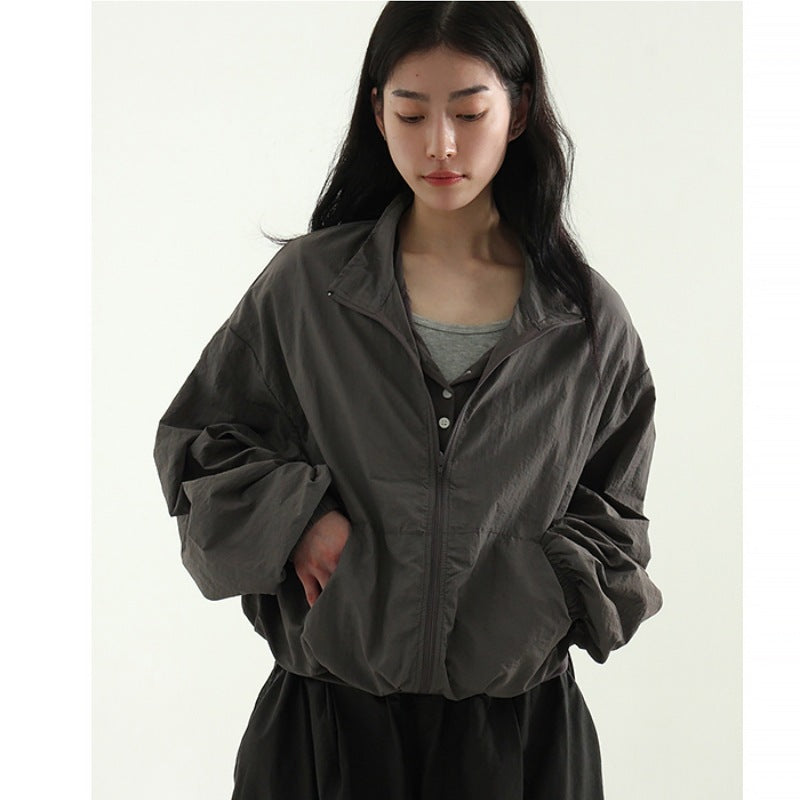 Damen sportliche Windjacke mit hohem Kragen und Reißverschluss Drune