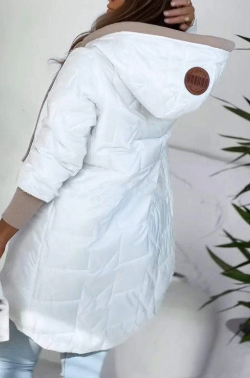 Damen Lässige Steppjacke mit Kapuze und großen Taschen Drune