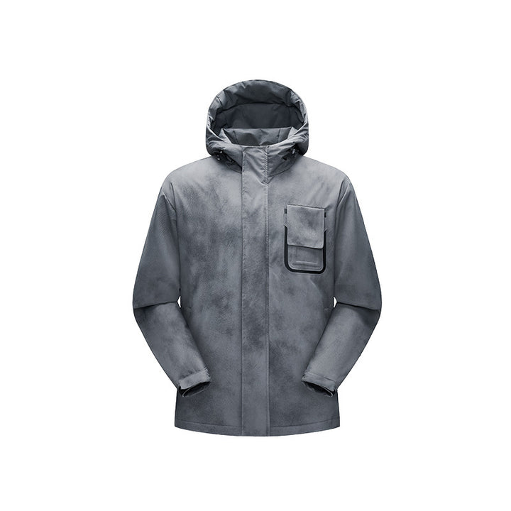 Herren Minimalistische technische Shell-Jacke mit Kapuze und Utility-Brusttasche Drune