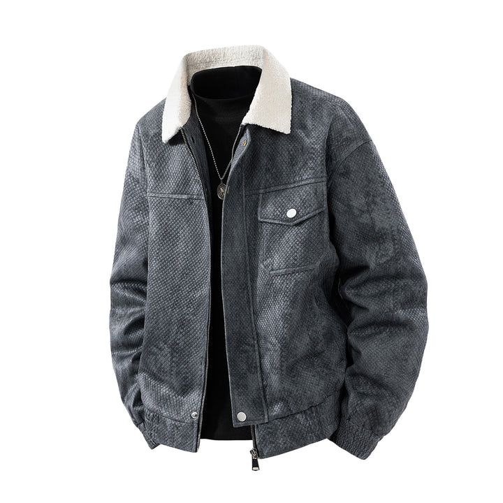 Herren Kunstlederjacke mit Steppdetails Drune