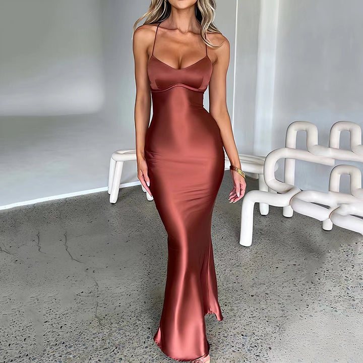 Damen elegantes Kleid mit schmalem Schnitt und trägerloser Silhouette Drune