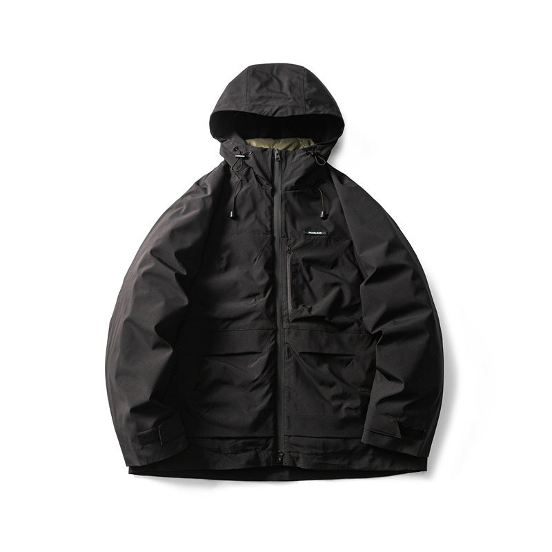Herren Funktionelle Outdoor-Softshelljacke mit Kapuze und Mehrfachtaschen Drune