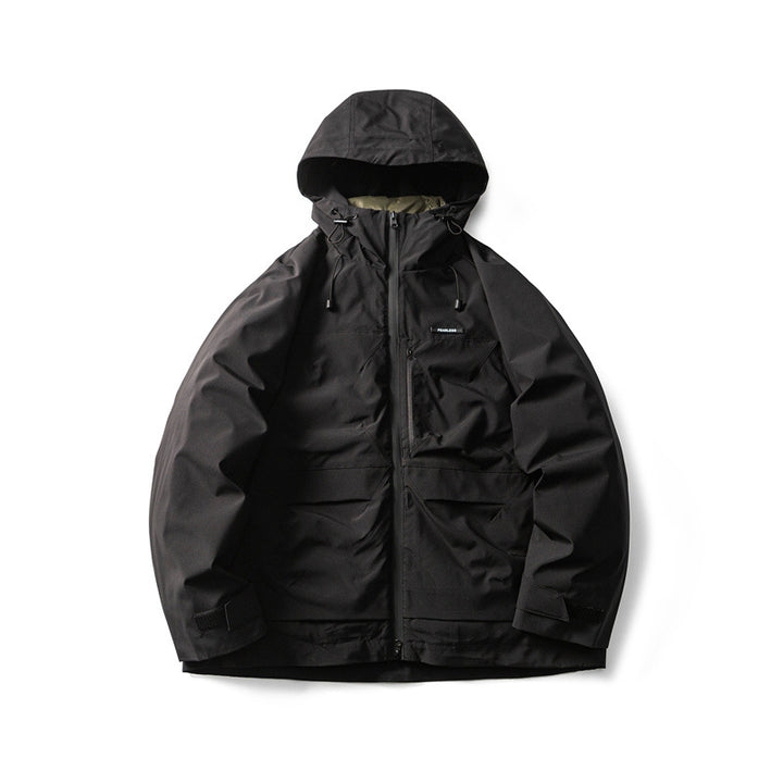 Herren Funktionelle Outdoor-Softshelljacke mit Kapuze und Mehrfachtaschen Drune