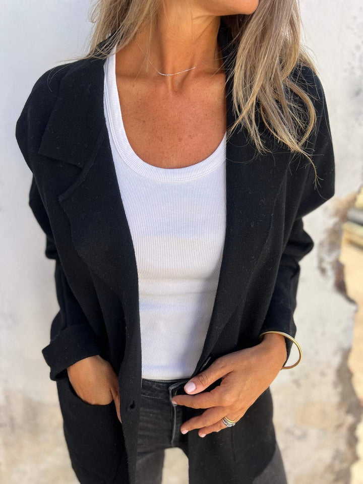 Damen Lässiger Oversize-Blazer mit praktischen Taschen und Knopfverschluss Drune