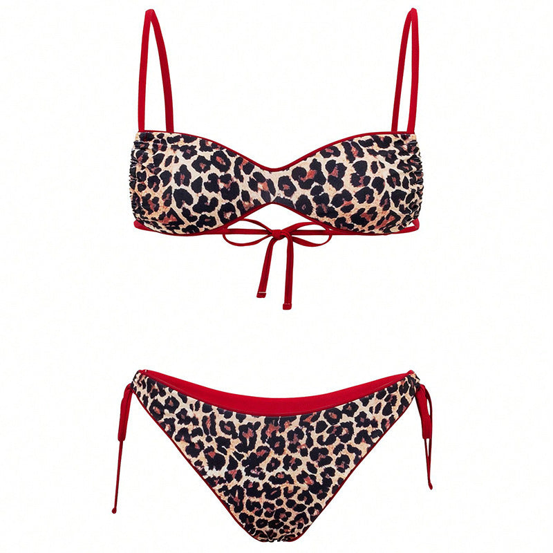 Damen Push-Up Bikini mit raffiniertem Animal-Print und verstellbaren Trägern Drune