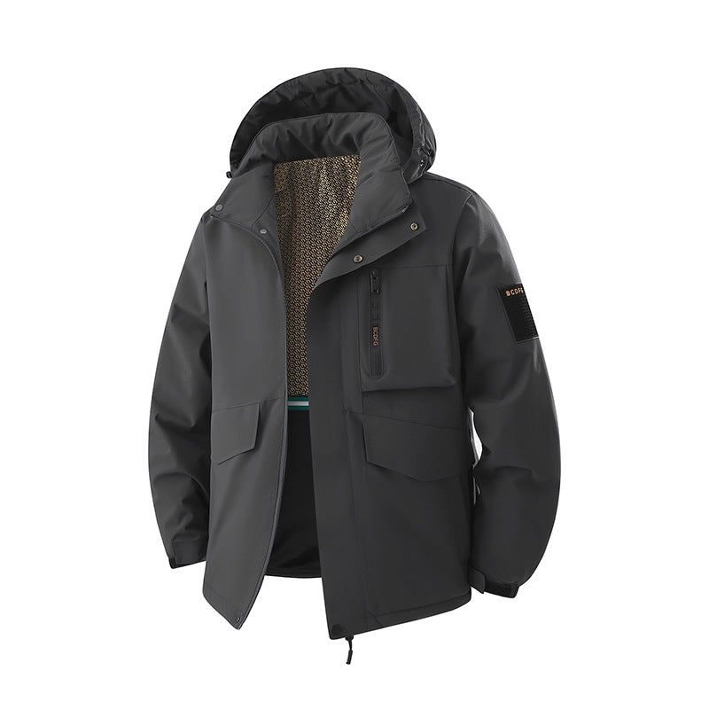 Herren Wasserdichte Outdoor-Multifunktionsjacke mit Kapuze & Fleece-Innenfutter Drune