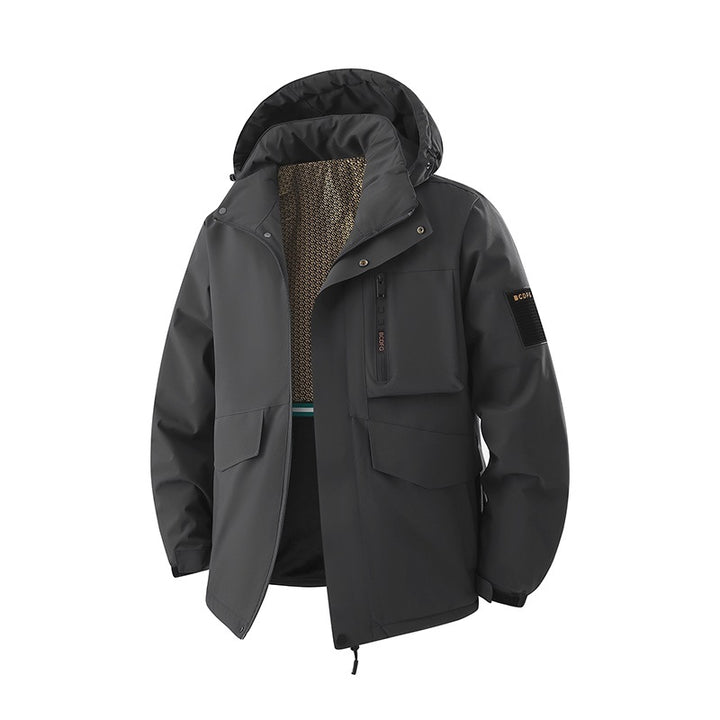 Herren Wasserdichte Outdoor-Multifunktionsjacke mit Kapuze & Fleece-Innenfutter Drune