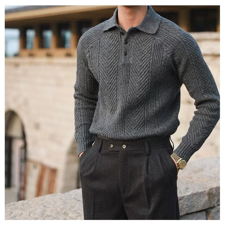 Herren Modischer Strickpullover mit Steppmuster Drune