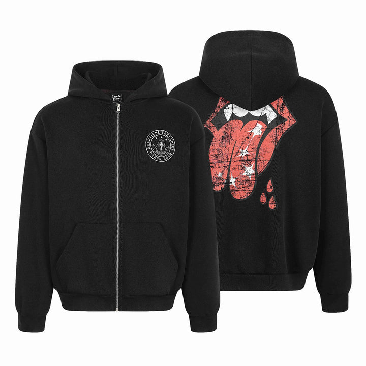 Unisex Kapuzen-Zipjacke im Oversize-Boxy-Schnitt mit Brustemblem Drune
