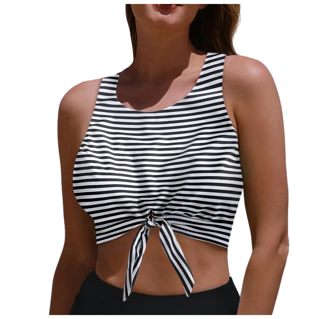 Damen Sportlicher Crop-Top mit Schlaufenbindung Drune