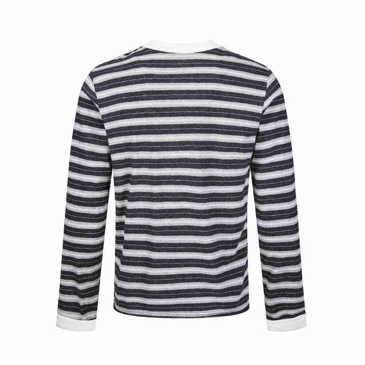 Herren Langarm-Henleyshirt mit gestreifter Struktur und Kontrastkragen Drune