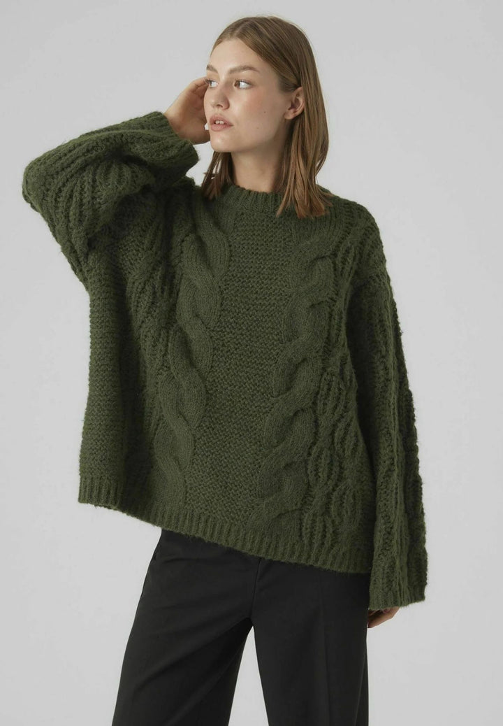 Damen Grobstrickpullover mit oversized Schnitt und kunstvollem Zopfmuster Drune