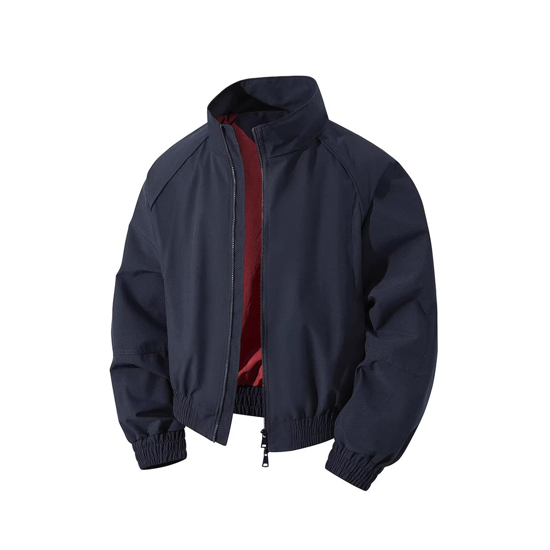 Herren leichter Windblouson mit hochgeschlossenem Kragen, zweiwege-reißverschluss und elastischem Kordelbund Drune