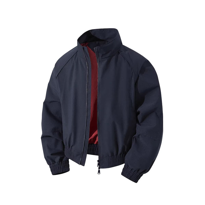 Herren leichter Windblouson mit hochgeschlossenem Kragen, zweiwege-reißverschluss und elastischem Kordelbund Drune