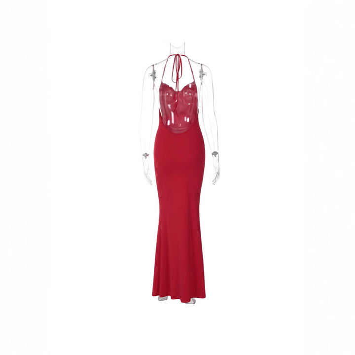 Damen Maxikleid mit spitzen Trägern und figurbetonendem Schnitt Drune