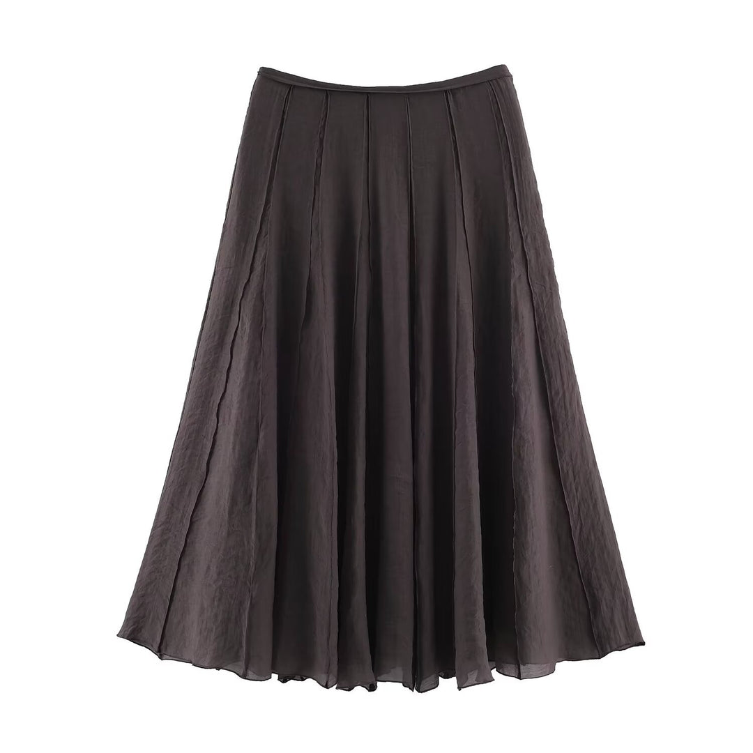 Damen Langer Plissee Maxirock mit Chiffonlage und seitlichem Reißverschluss Drune