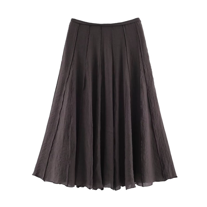 Damen Langer Plissee Maxirock mit Chiffonlage und seitlichem Reißverschluss Drune