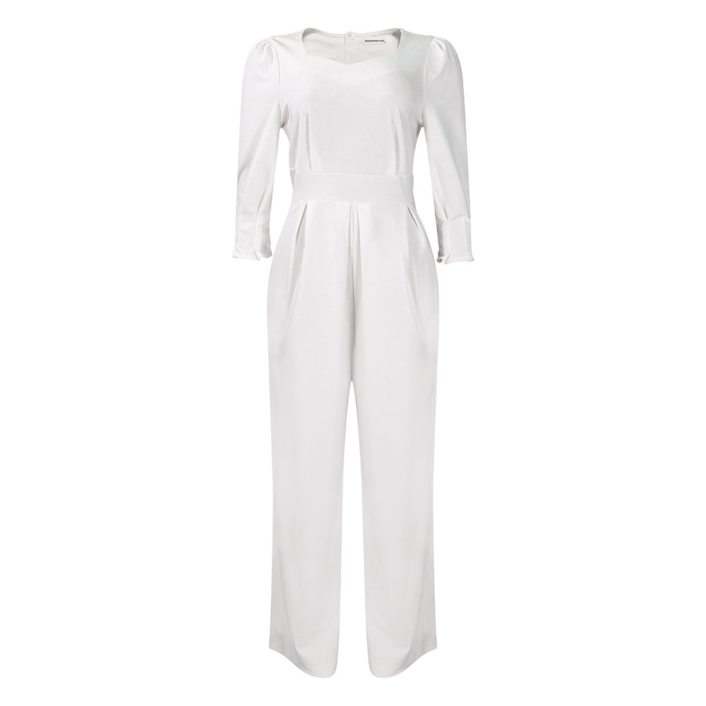 Damen eleganter Jumpsuit mit schickem V-Ausschnitt und tailliertem Schnitt Drune